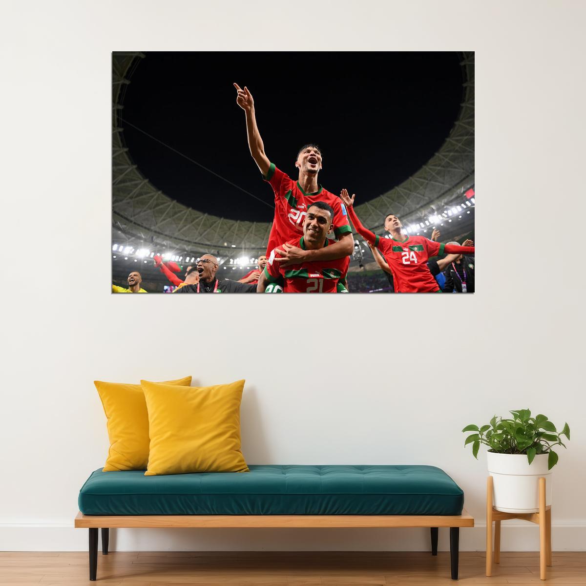 Achraf Dari Walid Cheddira Morocco World Cup Poster Wall Art Print Home Wall Decor - xonomax