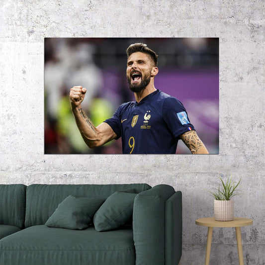 Olivier Giroud Goal Celebration France World Cup Poster Wall Art Print Home Wall Decor - xonomax