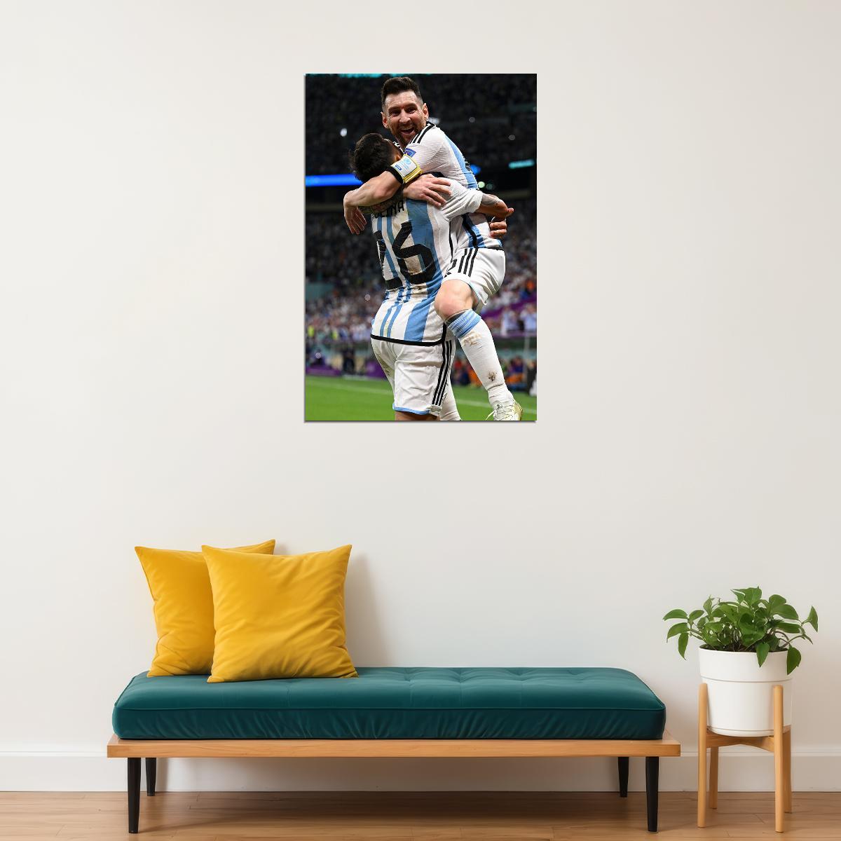 Lionel Messi Nahuel Molina Argentina World Cup Poster Wall Art Print Home Wall Decor - xonomax