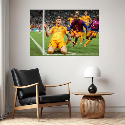 Wout Weghorst Goal Celebration Netherlands Sport Poster Wall Art Print Home Wall Decor - xonomax