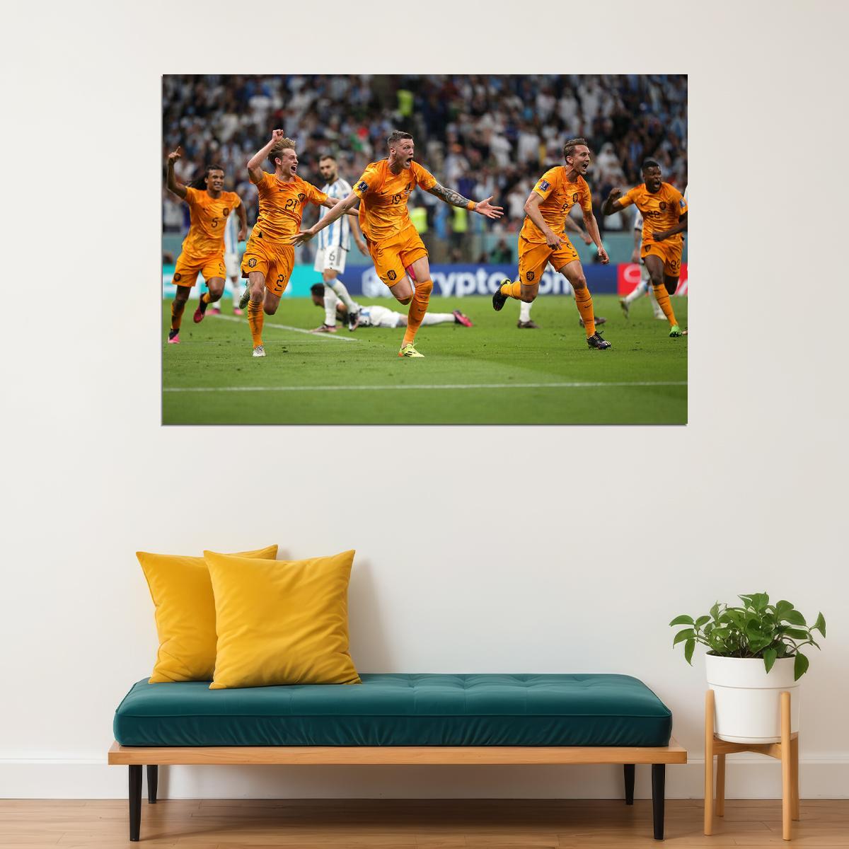 Wout Weghorst Goal Celebration Netherlands Fans Poster Wall Art Print Home Wall Decor - xonomax