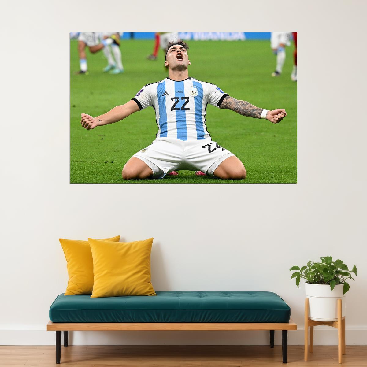 Lautaro Martinez Celebration Argentina World Cup Poster Wall Art Print Home Wall Decor - xonomax