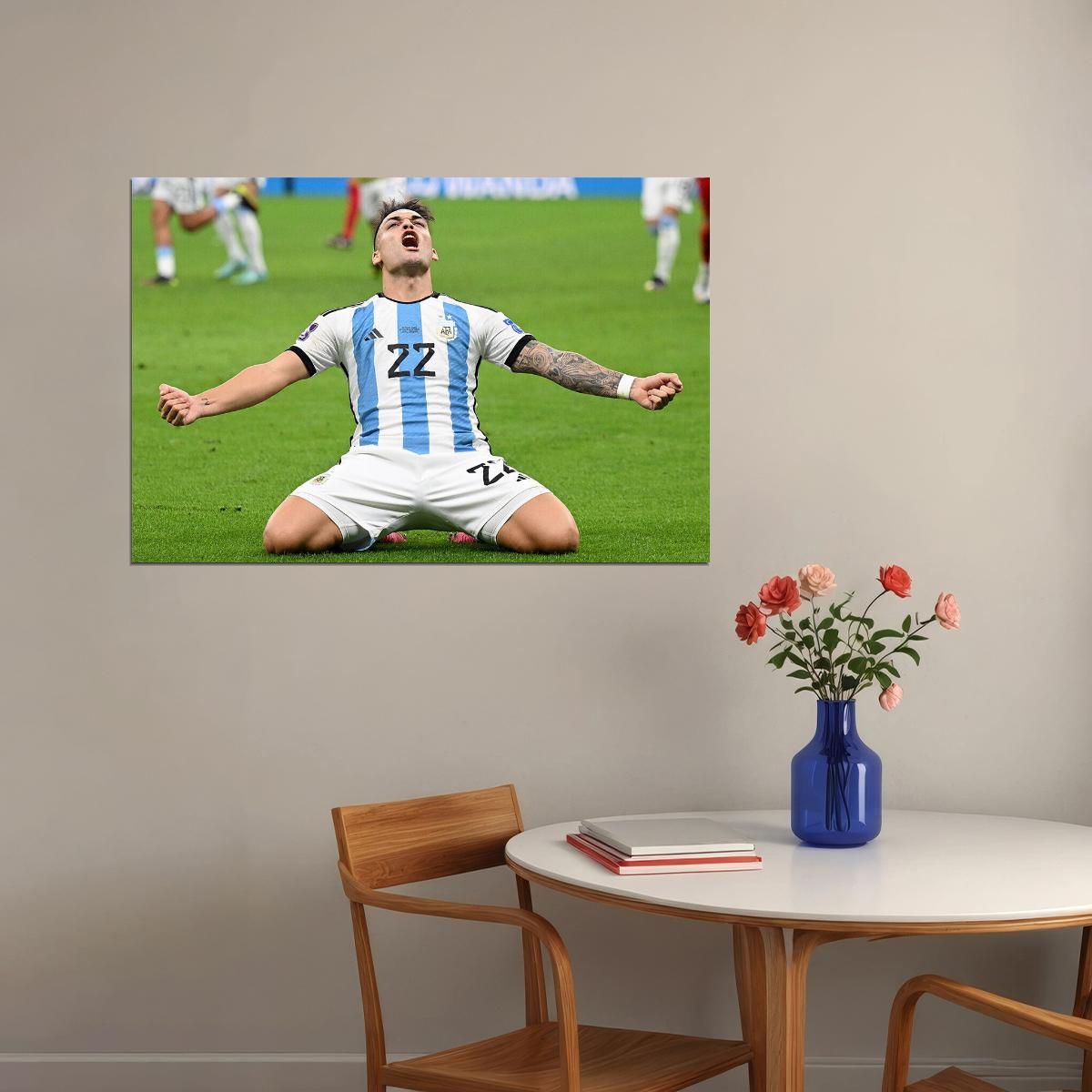 Lautaro Martinez Celebration Argentina World Cup Poster Wall Art Print Home Wall Decor - xonomax