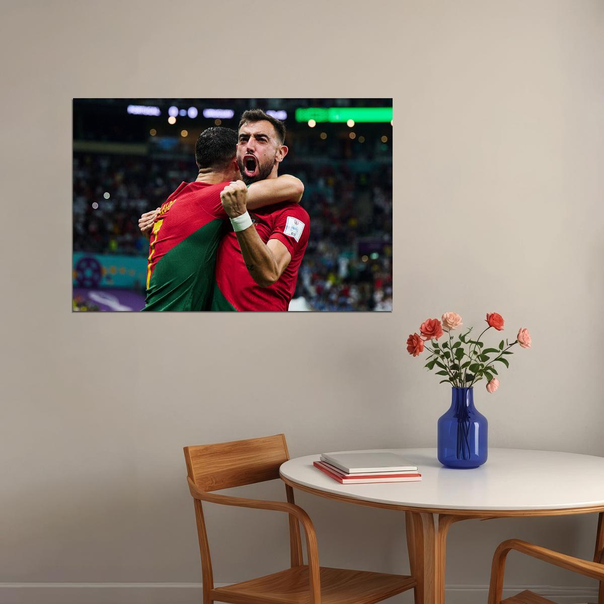 Bruno Fernandes Goal Celebration Portugal World Cup Poster Wall Art Print Home Wall Decor - xonomax
