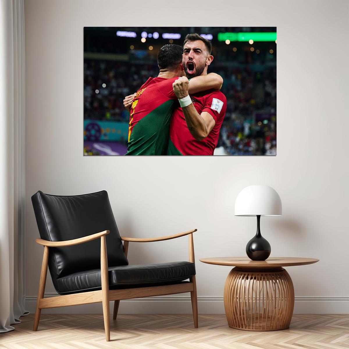 Bruno Fernandes Goal Celebration Portugal World Cup Poster Wall Art Print Home Wall Decor - xonomax