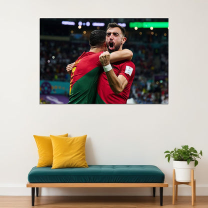 Bruno Fernandes Goal Celebration Portugal World Cup Poster Wall Art Print Home Wall Decor - xonomax