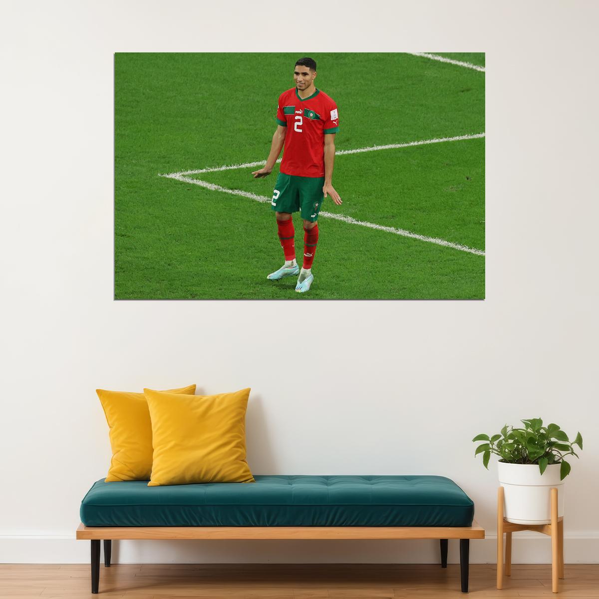 Achraf Hakimi Morocco National Team World Cup Poster Wall Art Print Home Wall Decor - xonomax