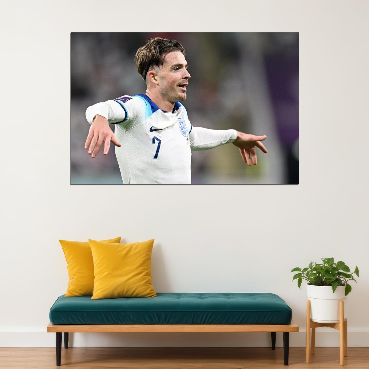 Jack Grealish England National Team World Cup Poster Wall Art Print Home Wall Decor - xonomax