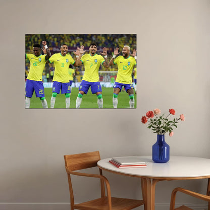 Neymar Vini Jr Lucas Paqueta Raphinha Brazil World Cup Poster Wall Art Print Home Wall Decor
