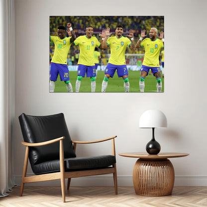 Neymar Vini Jr Lucas Paqueta Raphinha Brazil World Cup Poster Wall Art Print Home Wall Decor