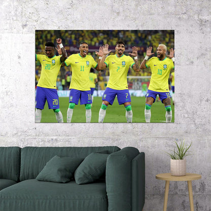 Neymar Vini Jr Lucas Paqueta Raphinha Brazil World Cup Poster Wall Art Print Home Wall Decor