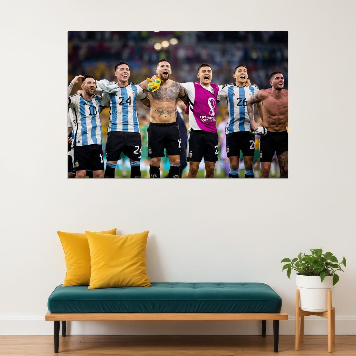 Argentina Celebration National Football Team World Cup Poster Wall Art Print Home Wall Decor - xonomax