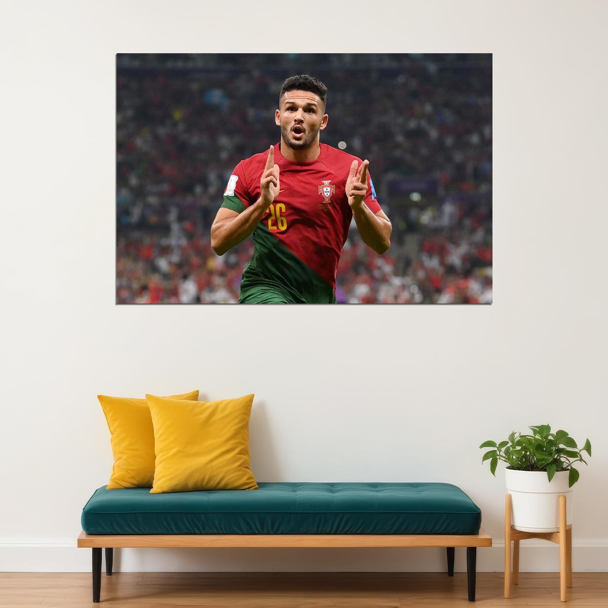 Goncalo Ramos Celebration Portugal World Cup Sport Poster Wall Art Print Home Wall Decor - xonomax