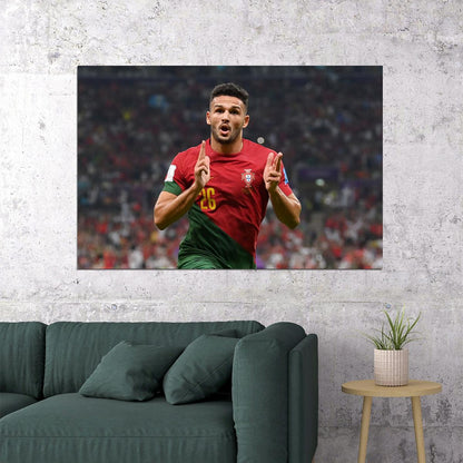 Goncalo Ramos Celebration Portugal World Cup Sport Poster Wall Art Print Home Wall Decor - xonomax