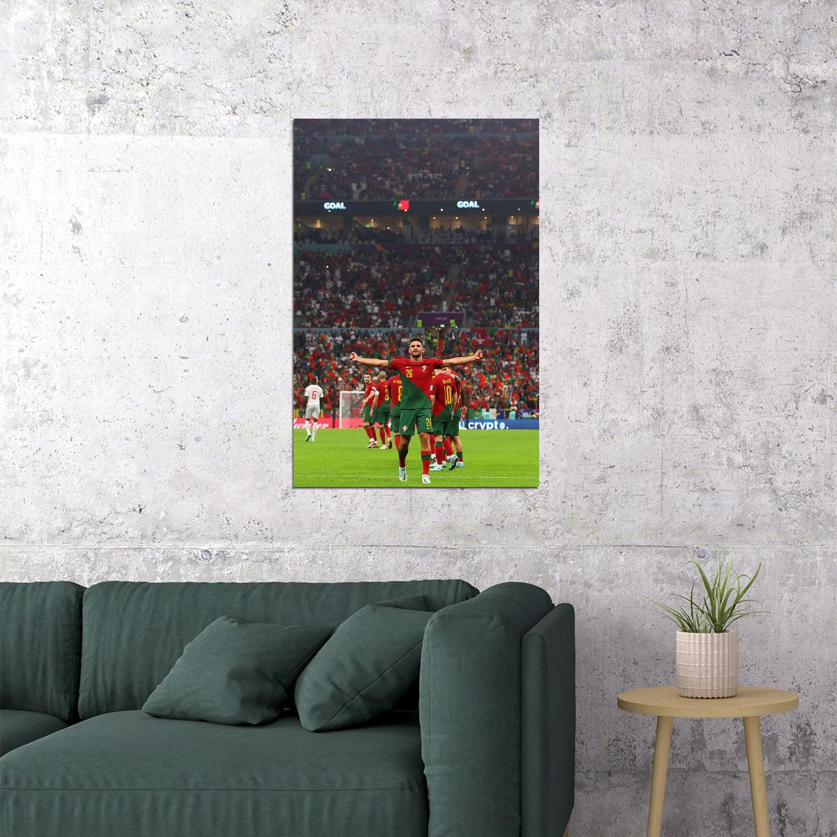 Goncalo Ramos Goal Celebration Portugal World Cup Poster Wall Art Print Home Wall Decor - xonomax