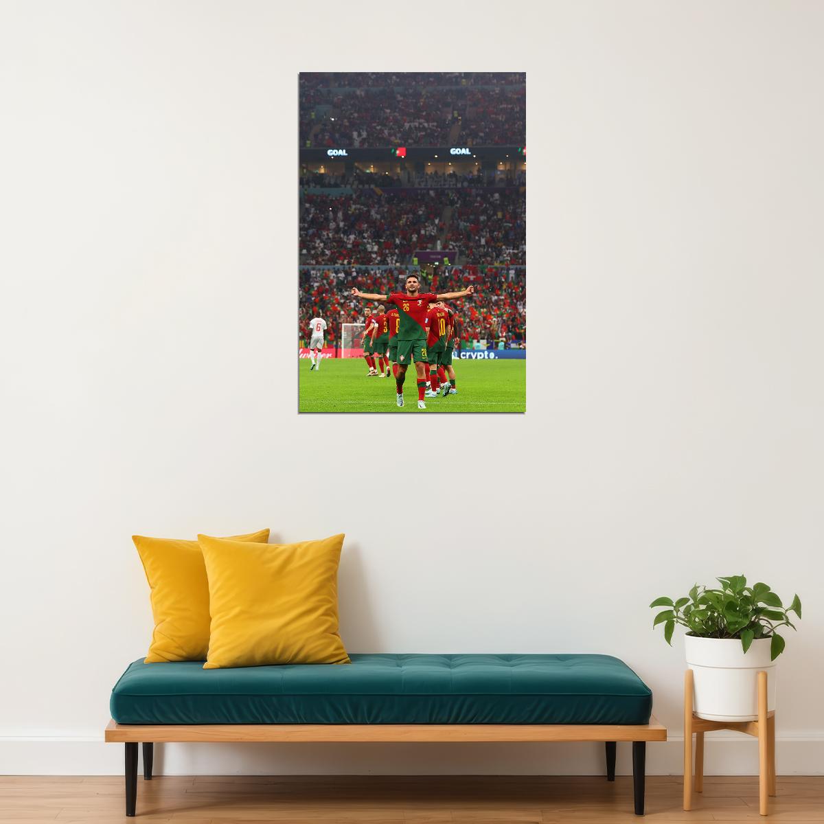 Goncalo Ramos Goal Celebration Portugal World Cup Poster Wall Art Print Home Wall Decor - xonomax