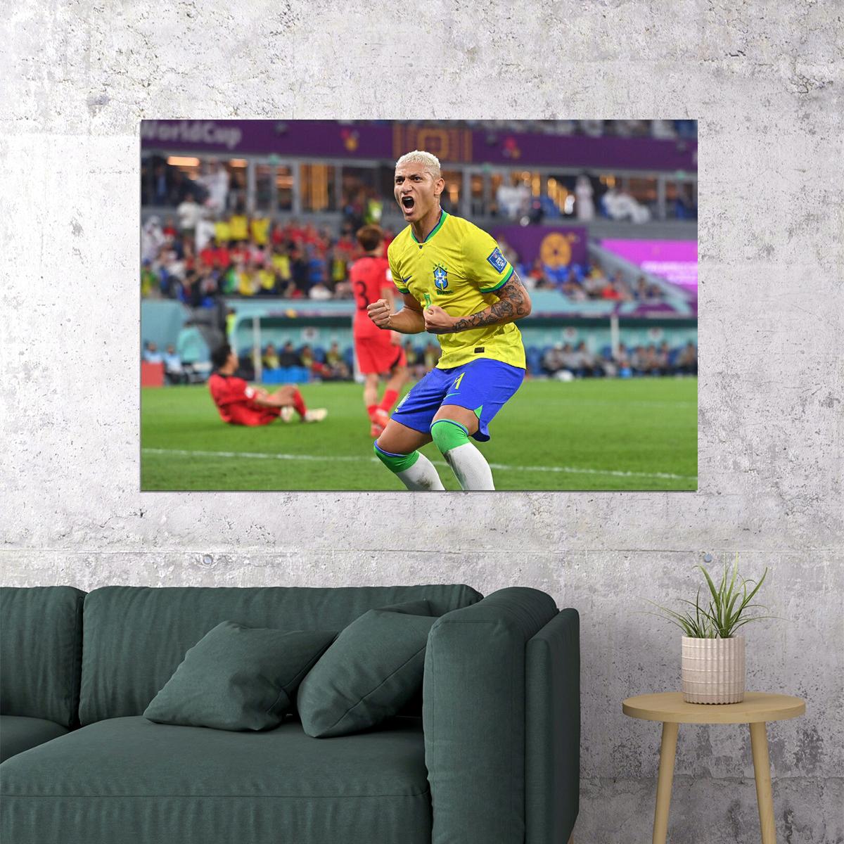 Richarlison Goal Celebration Brazil World Cup Poster Wall Art Print Home Wall Decor - xonomax
