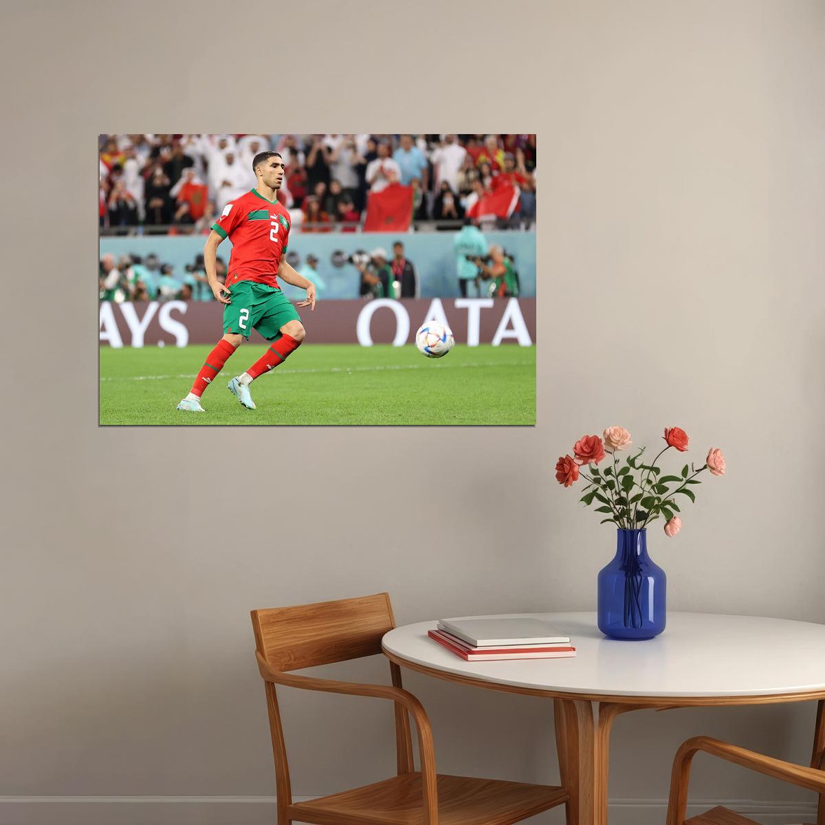 Achraf Hakimi Morocco National Team World Cup Poster Wall Art Print Home Wall Decor - xonomax