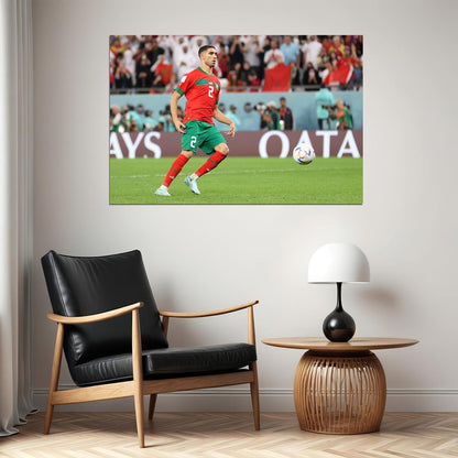 Achraf Hakimi Morocco National Team World Cup Poster Wall Art Print Home Wall Decor - xonomax
