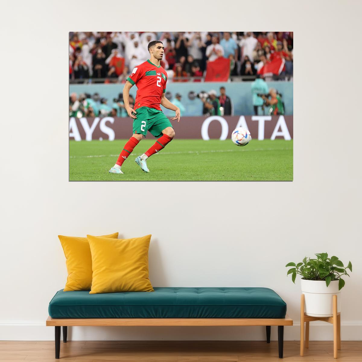 Achraf Hakimi Morocco National Team World Cup Poster Wall Art Print Home Wall Decor - xonomax