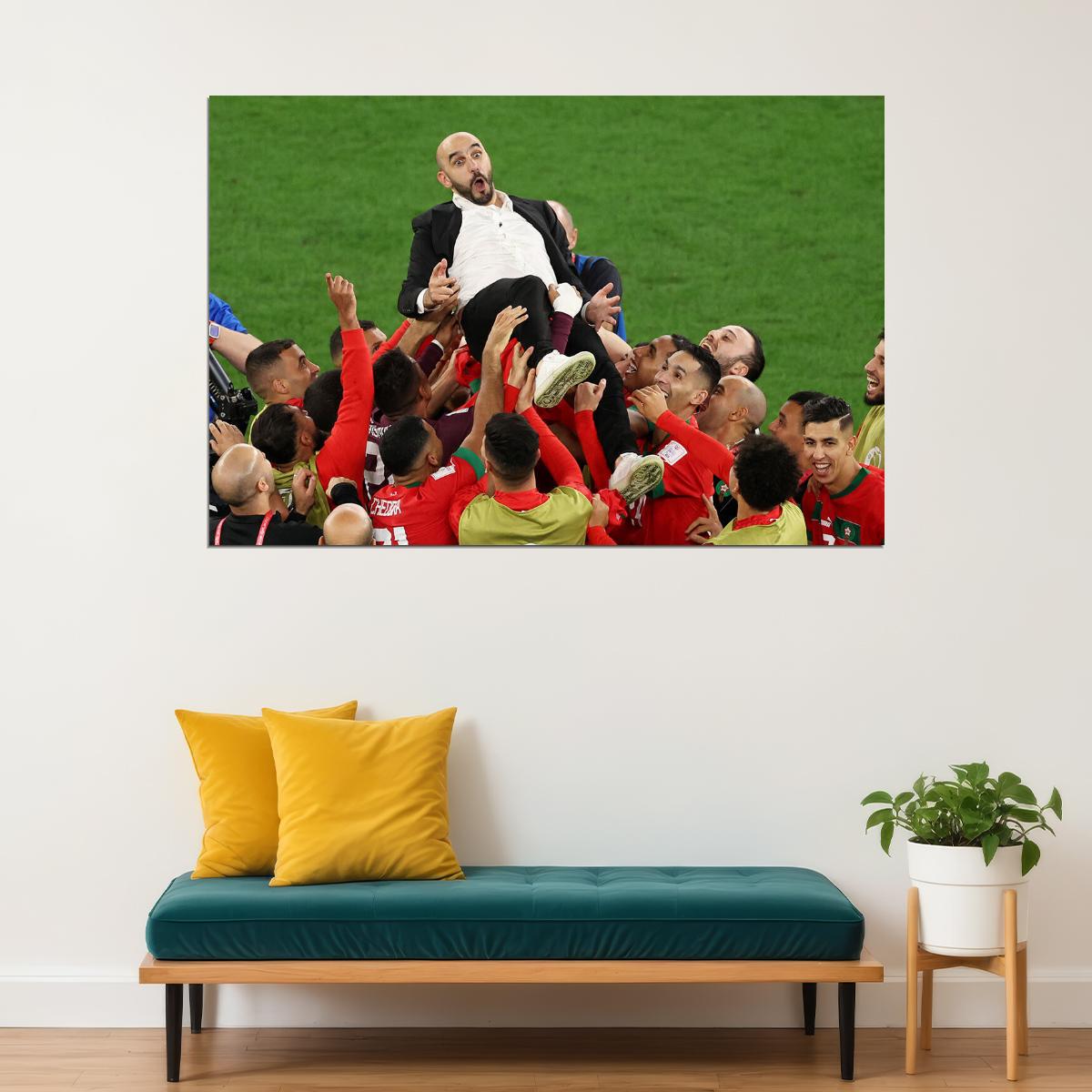 Walid Regragui Morocco National Team World Cup Poster Wall Art Print Home Wall Decor - xonomax