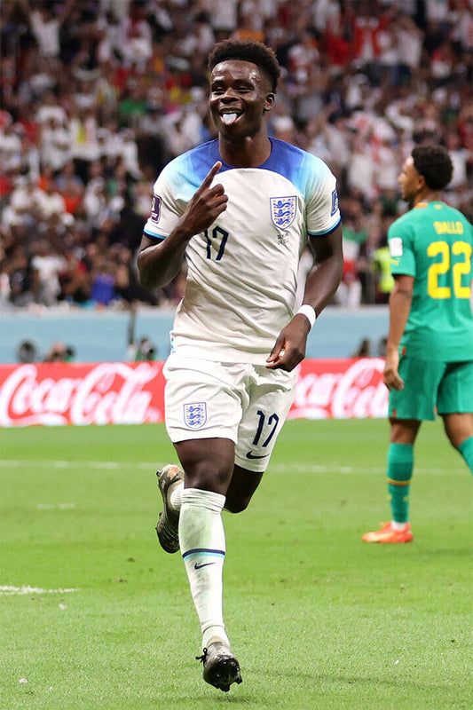 Bukayo Saka Goal Celebration England World Cup Poster Wall Art Print Home Wall Decor - xonomax