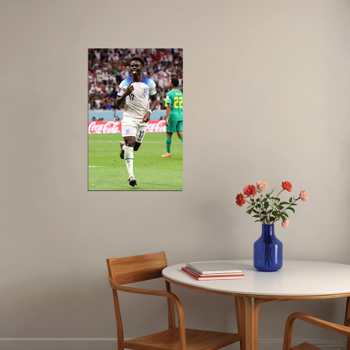 Bukayo Saka Goal Celebration England World Cup Poster Wall Art Print Home Wall Decor - xonomax