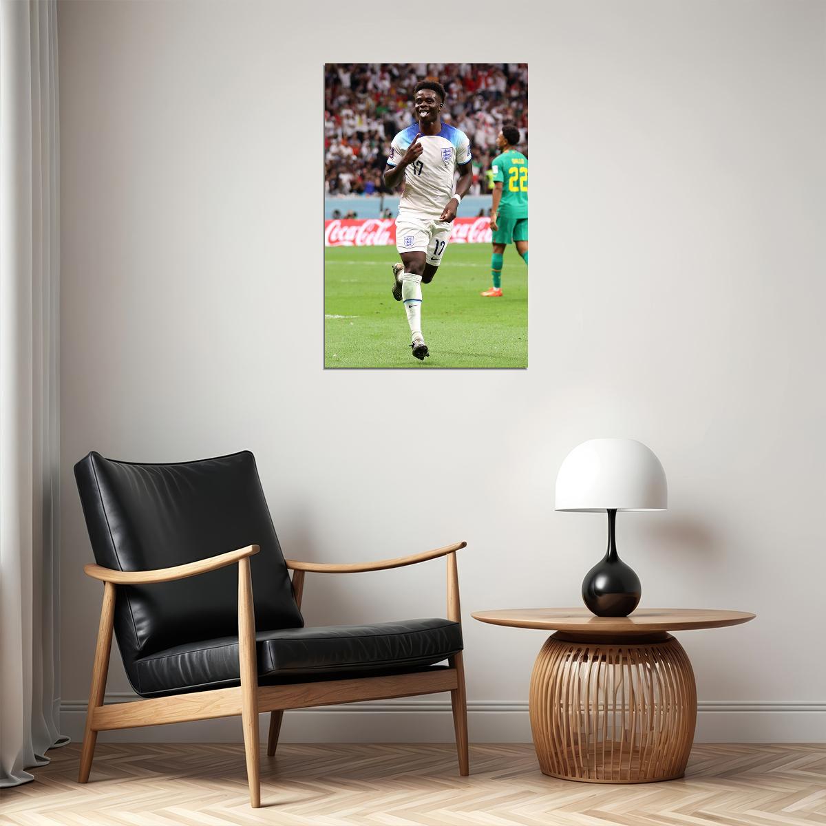 Bukayo Saka Goal Celebration England World Cup Poster Wall Art Print Home Wall Decor - xonomax