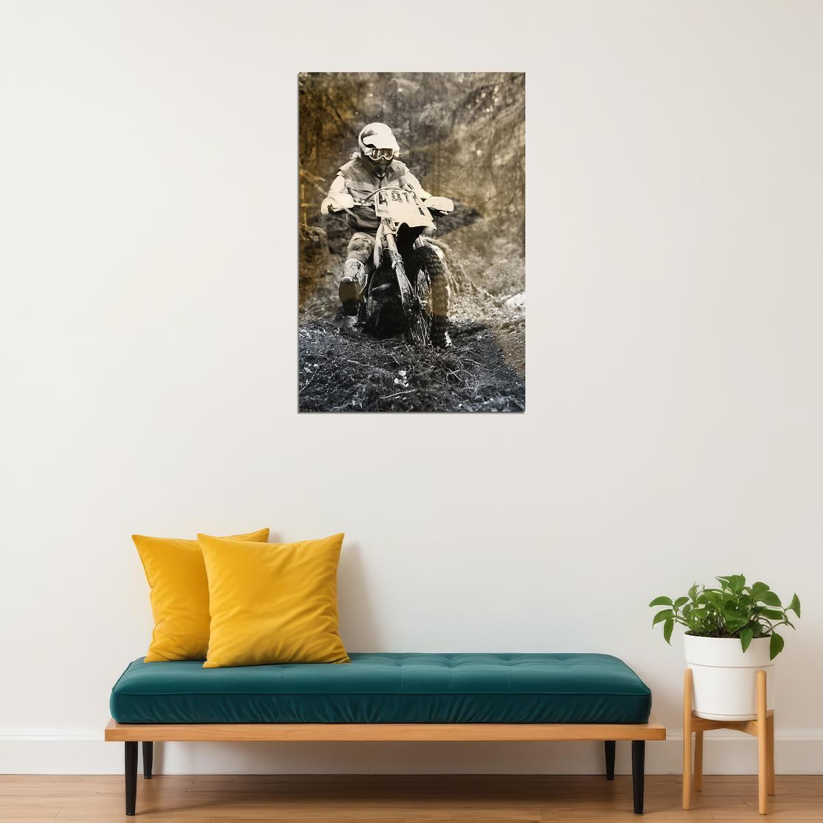 Johnnt O'mara Motorcycle Cross Country Racer Star Poster Wall Art Print Home Wall Decor