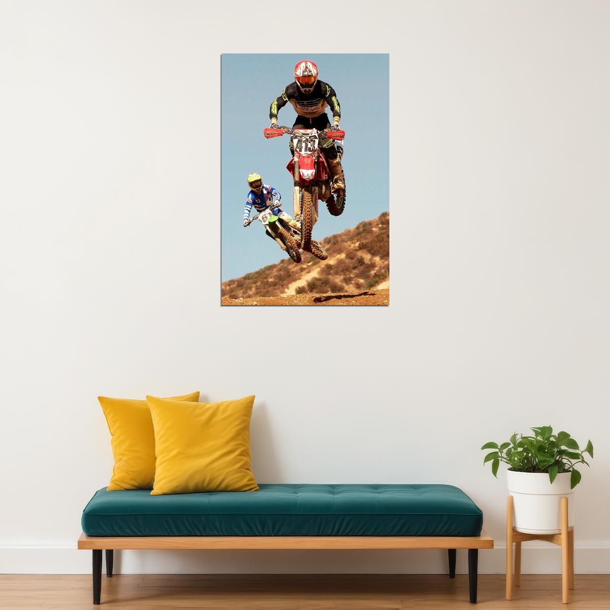 Ron Lechien Motorcycle Cross Country Racing Poster Wall Art Print Home Wall Decor
