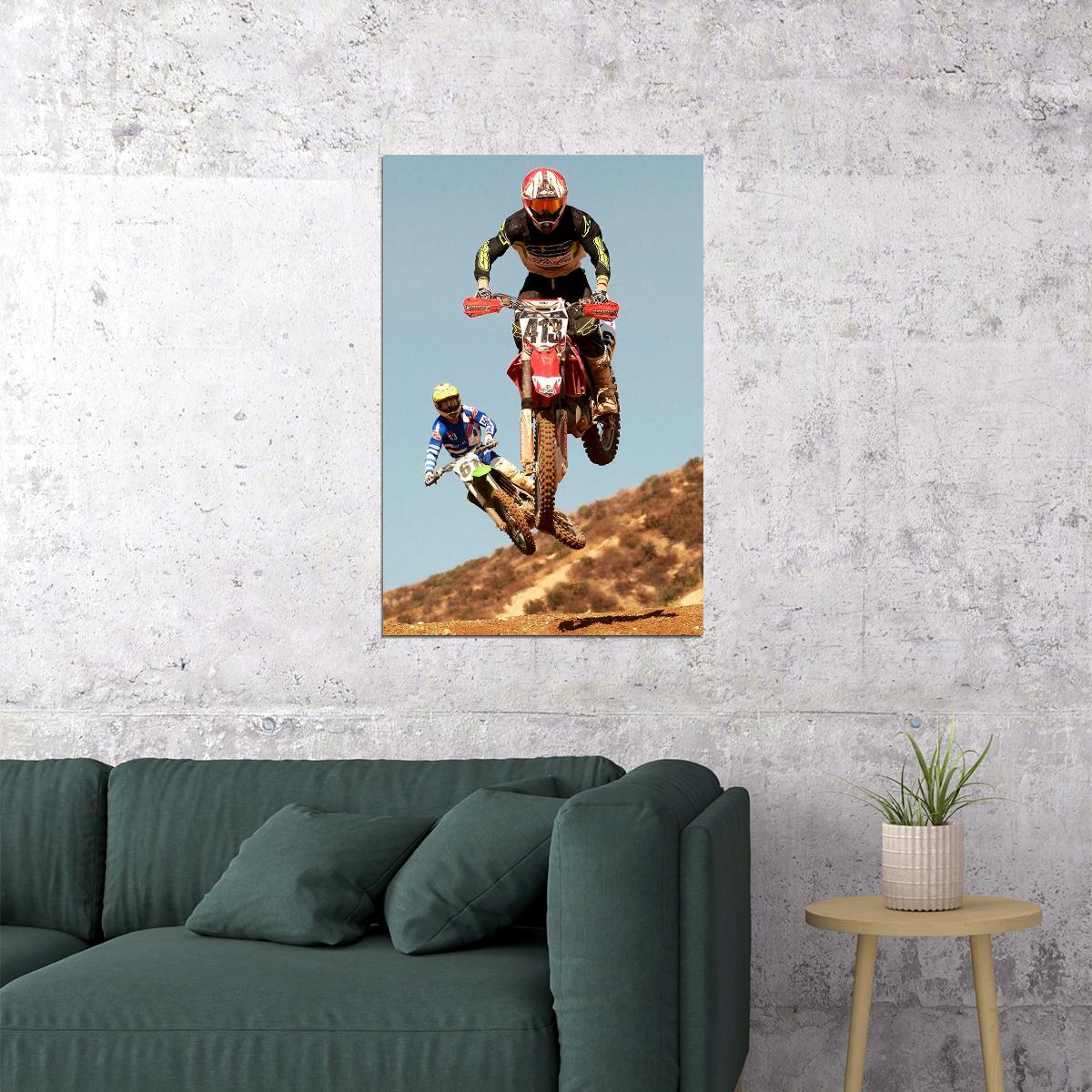 Ron Lechien Motorcycle Cross Country Racing Poster Wall Art Print Home Wall Decor