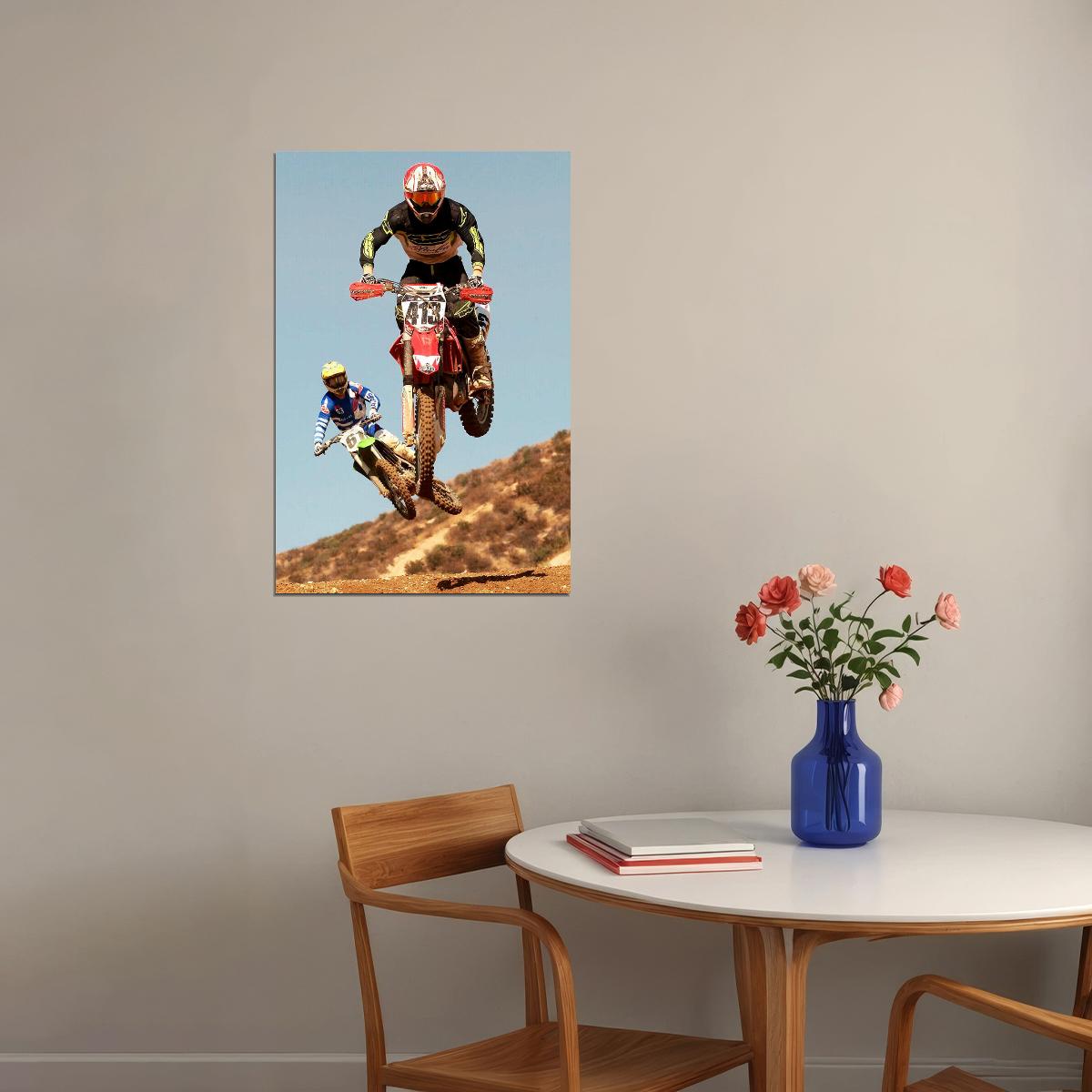 Ron Lechien Motorcycle Cross Country Racing Poster Wall Art Print Home Wall Decor