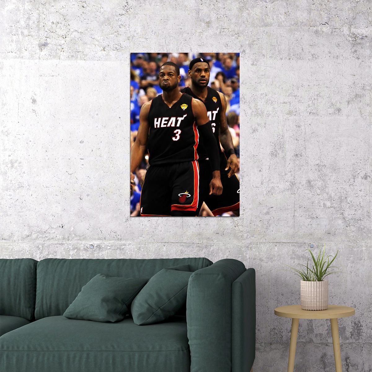 Dwayne Wade Assist To Lebron James Basketball Poster Wall Art Print Home Wall Decor - xonomax