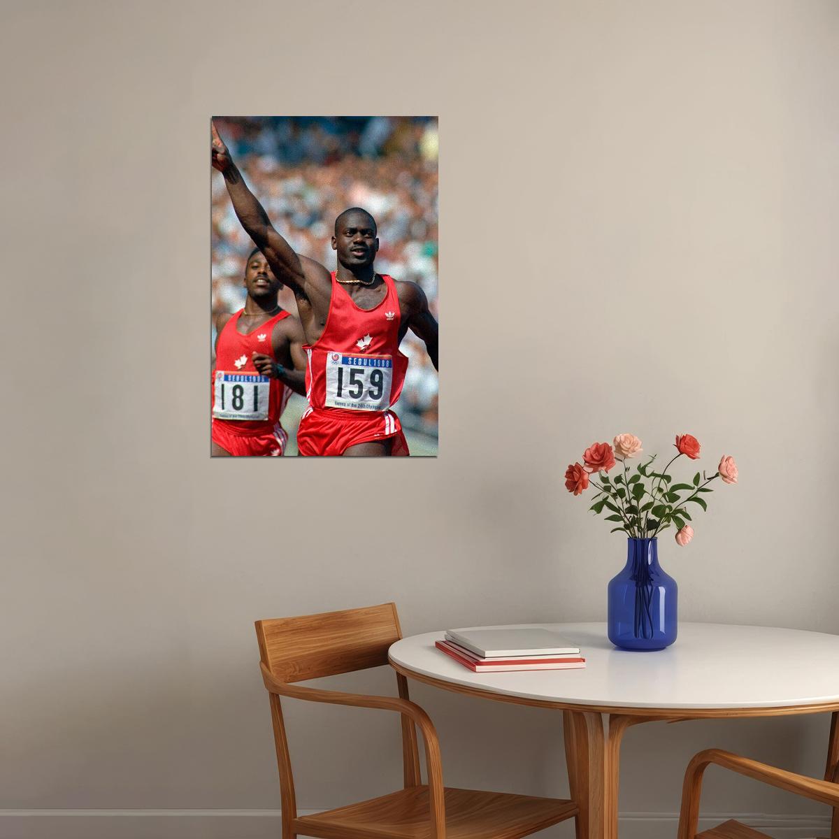 Ben Johnson Wins Gold Tainted Sports Poster Wall Art Print Home Wall Decor - xonomax