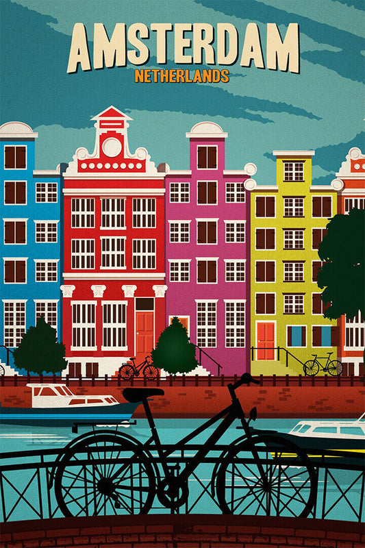 Amsterdam Travel Famous Places Tourism Country Poster Wall Art Print Home Wall Decor - xonomax