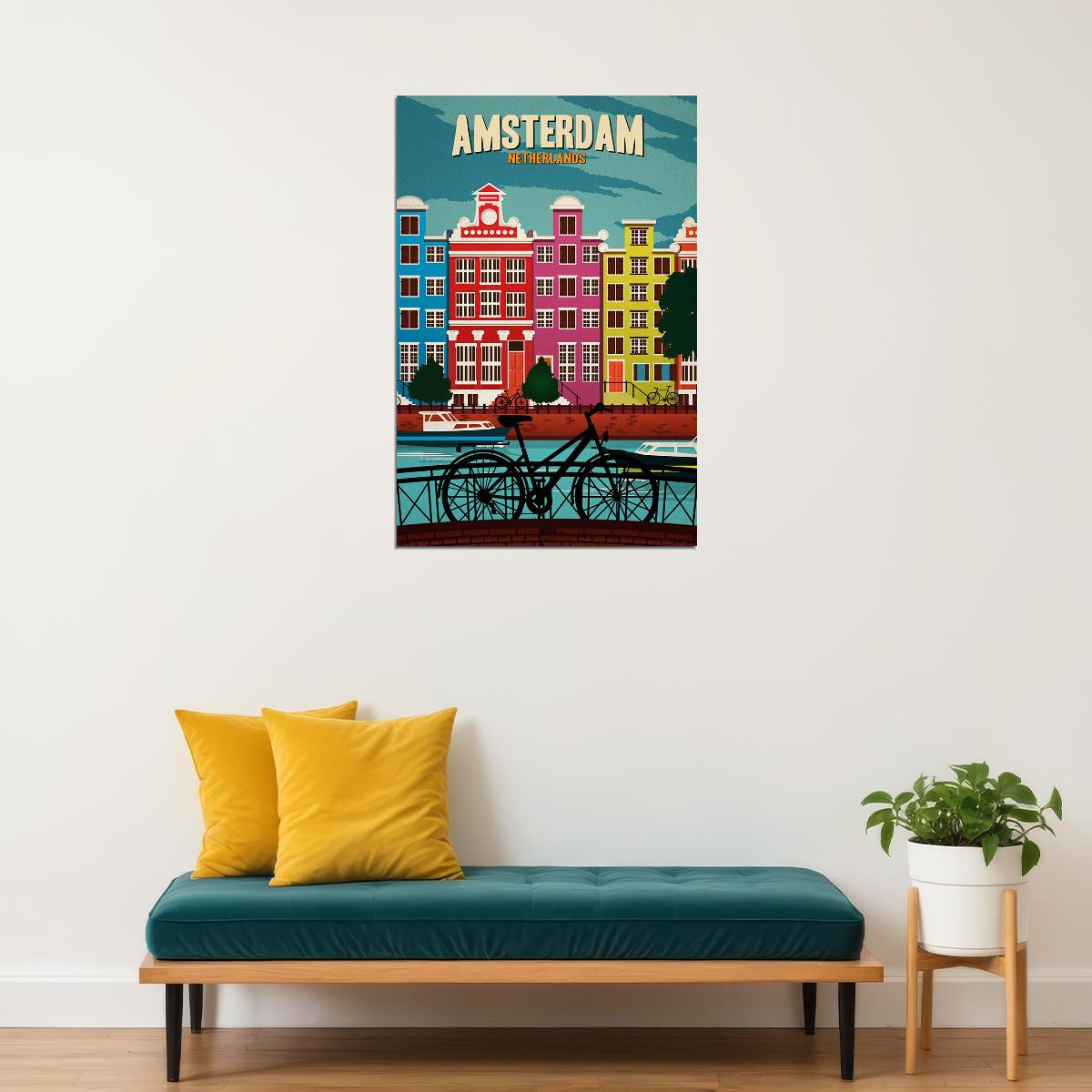 Amsterdam Travel Famous Places Tourism Country Poster Wall Art Print Home Wall Decor - xonomax