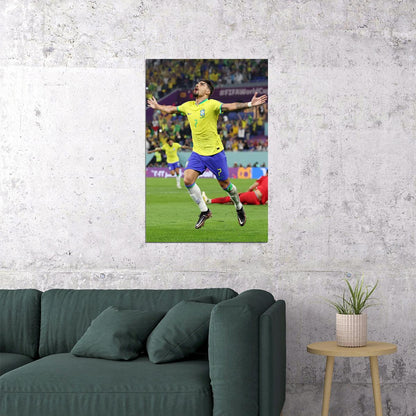 Lucas Paqueta Goal Celebration Brazil World Cup Poster Wall Art Print Home Wall Decor - xonomax