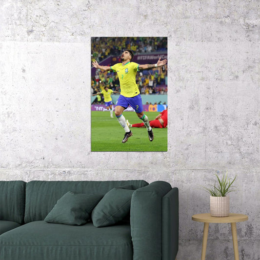 Lucas Paqueta Goal Celebration Brazil World Cup Poster Wall Art Print Home Wall Decor - xonomax