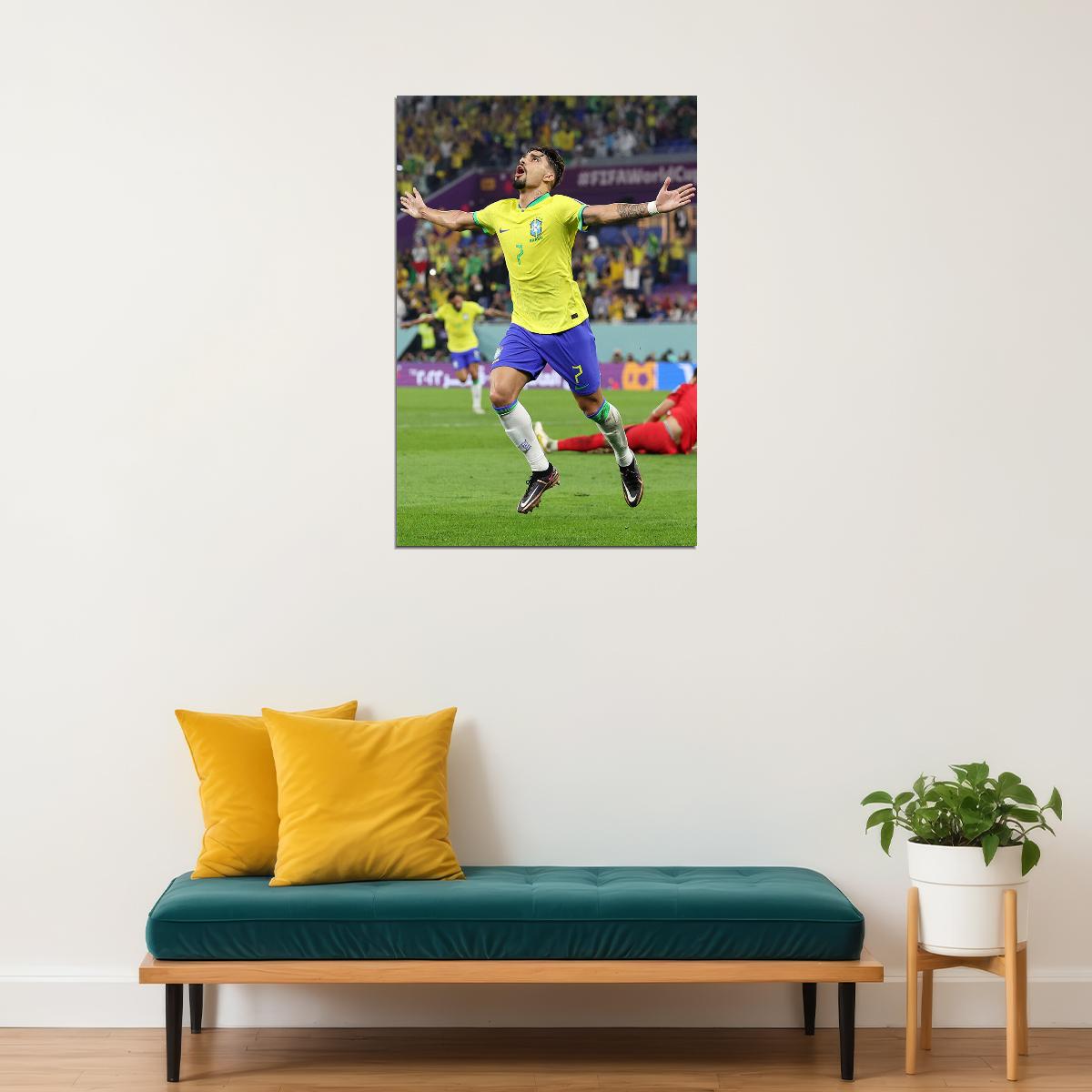 Lucas Paqueta Goal Celebration Brazil World Cup Poster Wall Art Print Home Wall Decor - xonomax
