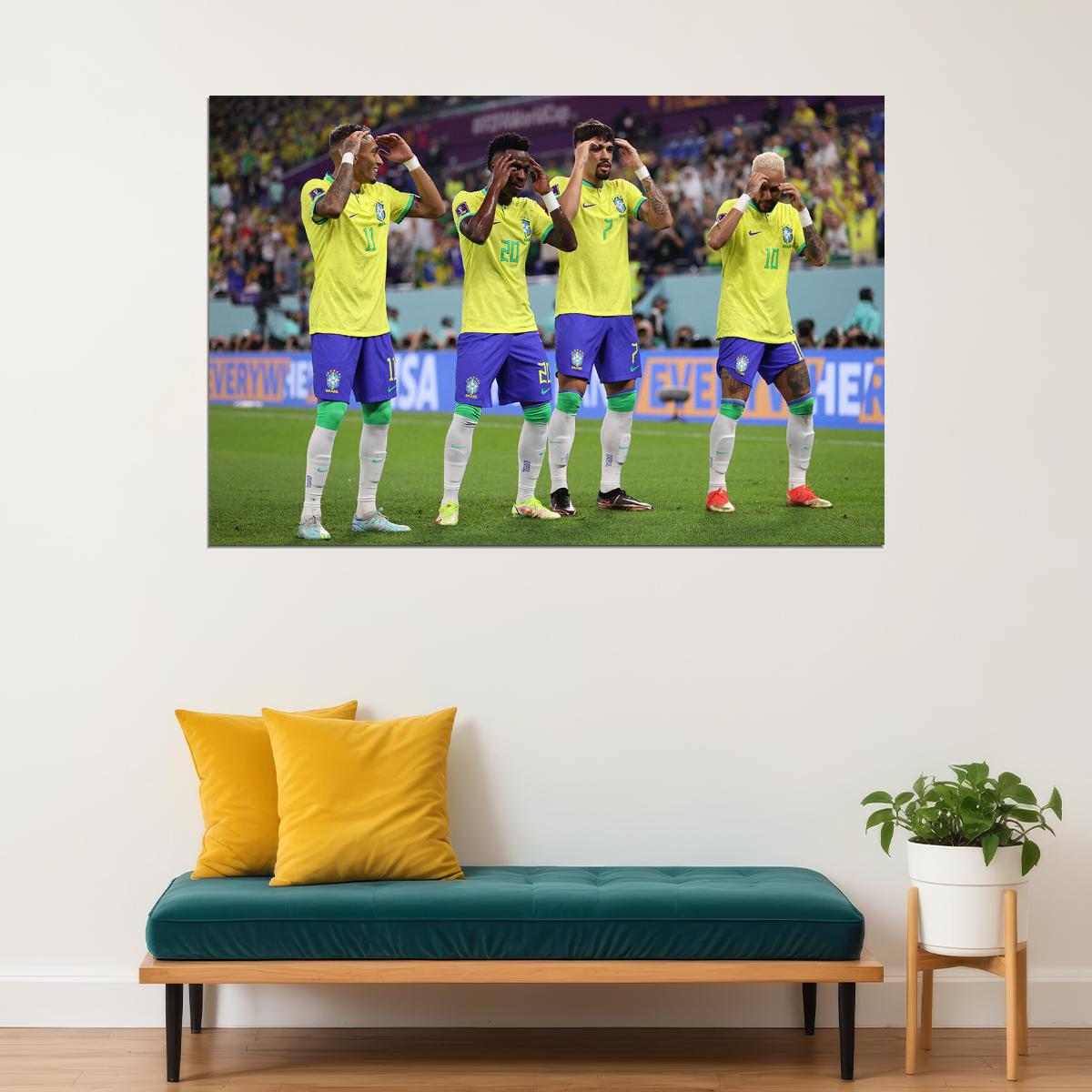 Brazil National Team Goal Celebration World Cup Poster Wall Art Print Home Wall Decor - xonomax