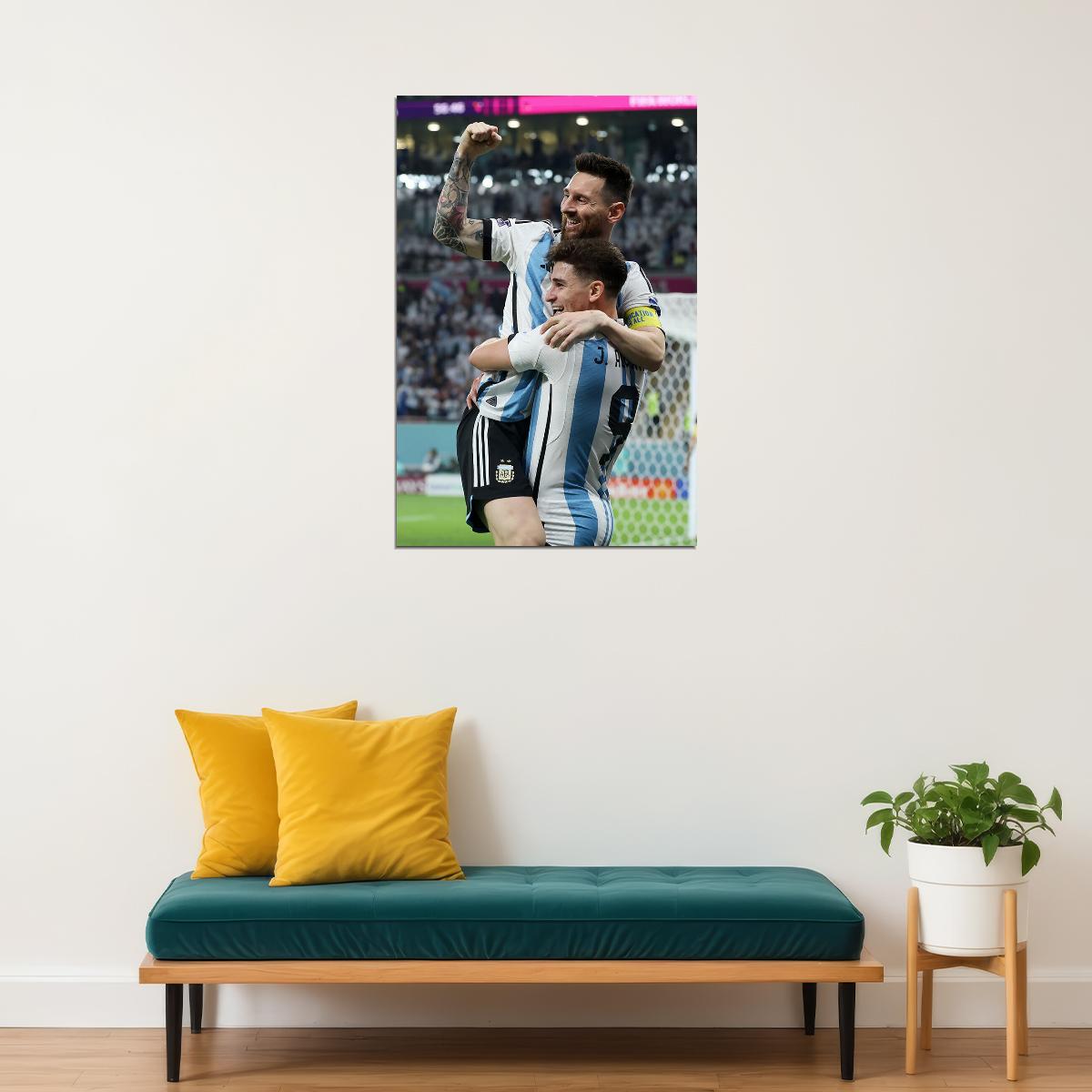 Leo Messi Julian Goal Celebration Argentina Fans Poster Wall Art Print Home Wall Decor - xonomax