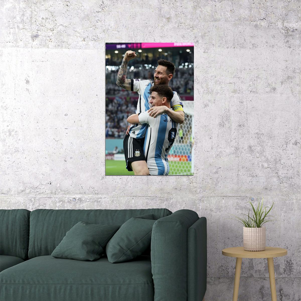 Leo Messi Julian Goal Celebration Argentina Fans Poster Wall Art Print Home Wall Decor - xonomax