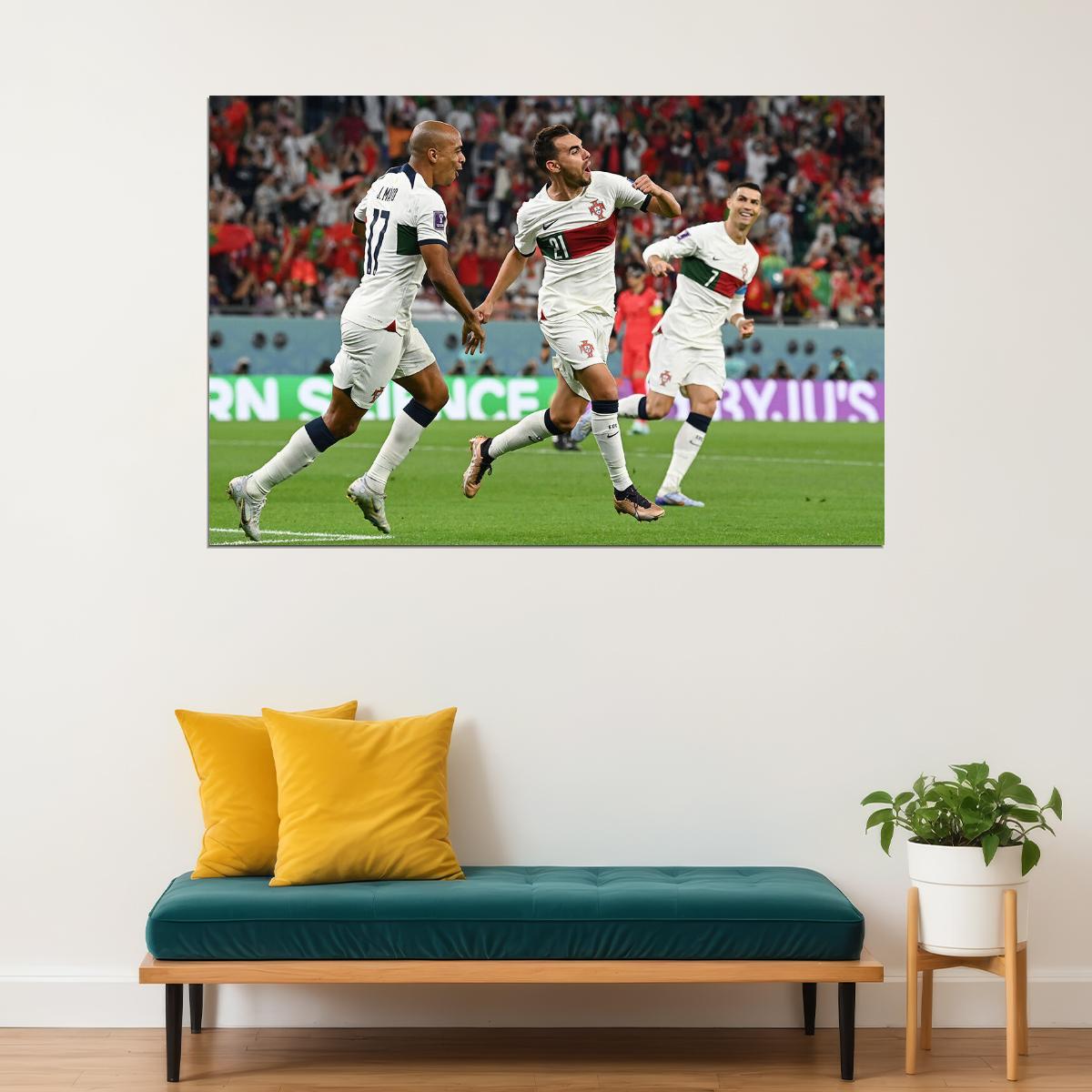 Ricardo Horta Goal Celebration Portugal Team World Cup Poster Wall Art Print Home Wall Decor - xonomax