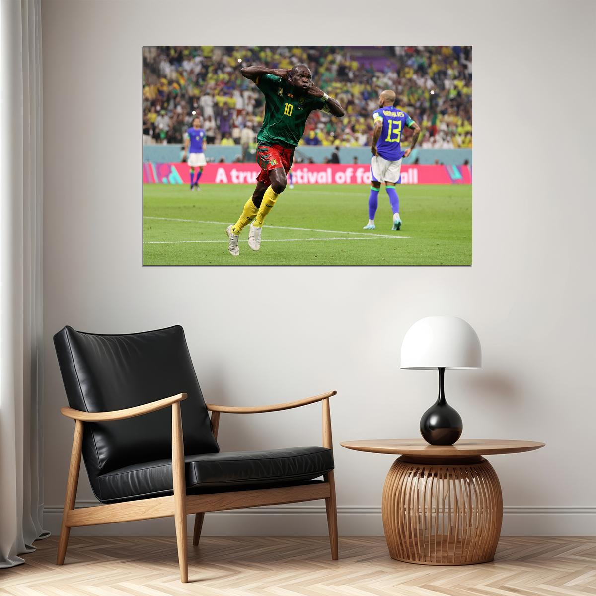 Vincent Aboubakar Goal Celebration Cameroon World Cup Poster Wall Art Print Home Wall Decor - xonomax