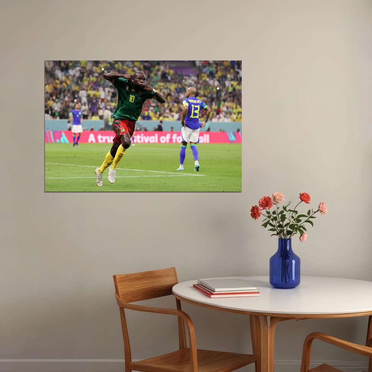 Vincent Aboubakar Goal Celebration Cameroon World Cup Poster Wall Art Print Home Wall Decor - xonomax