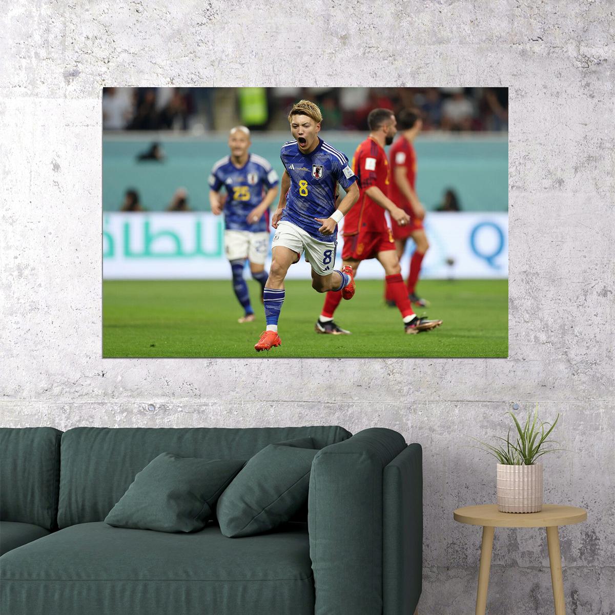 Ritsu Doan Goal Celebration Japan World Cup Poster Wall Art Print Home Wall Decor