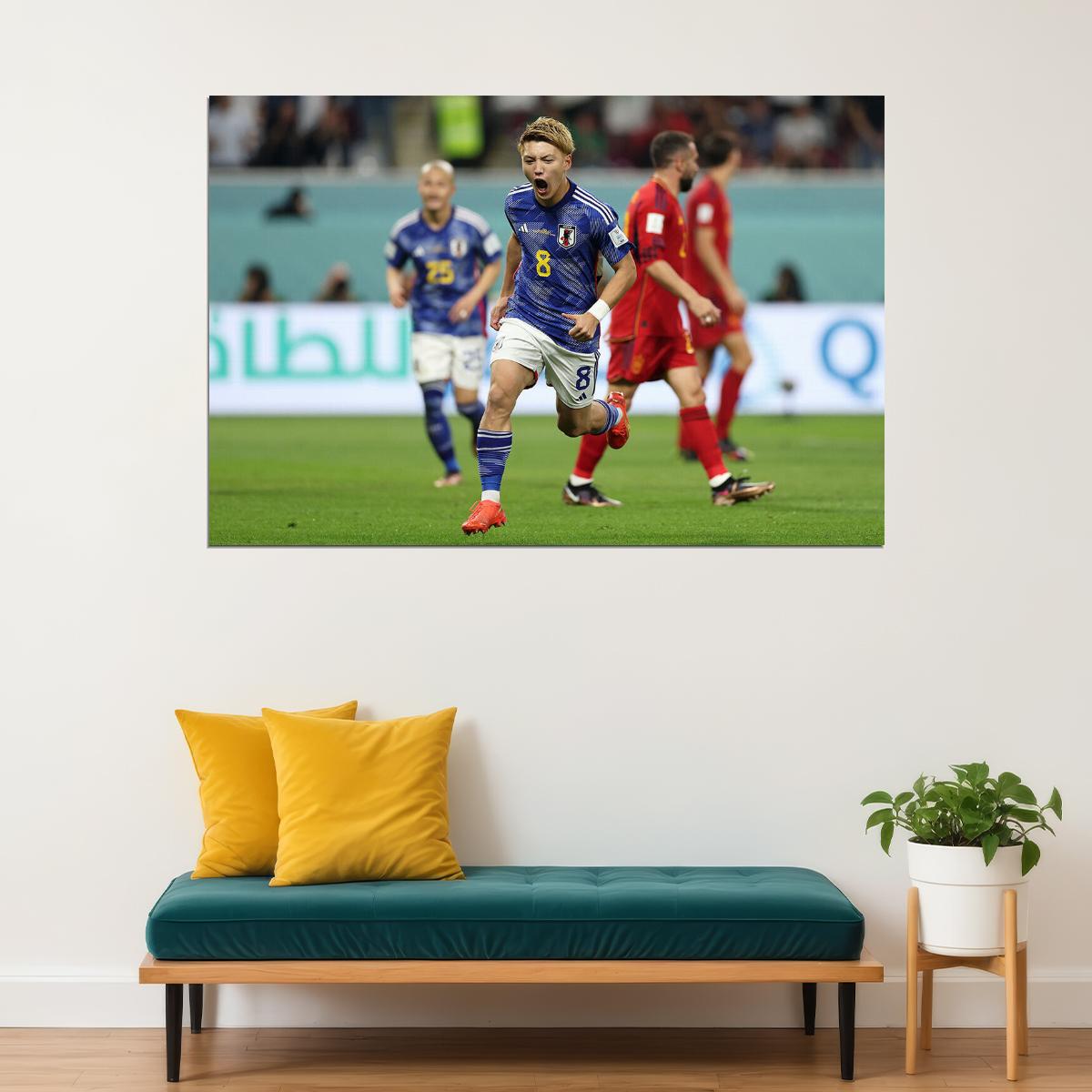 Ritsu Doan Goal Celebration Japan World Cup Poster Wall Art Print Home Wall Decor