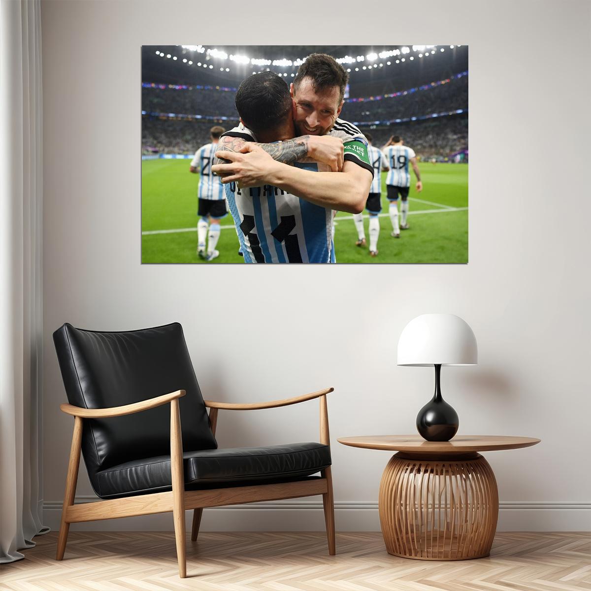 Lionel Messi Angel Di María Goal Celebration Argentina Poster Wall Art Print Home Wall Decor - xonomax