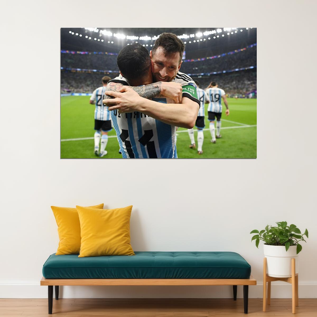 Lionel Messi Angel Di María Goal Celebration Argentina Poster Wall Art Print Home Wall Decor - xonomax