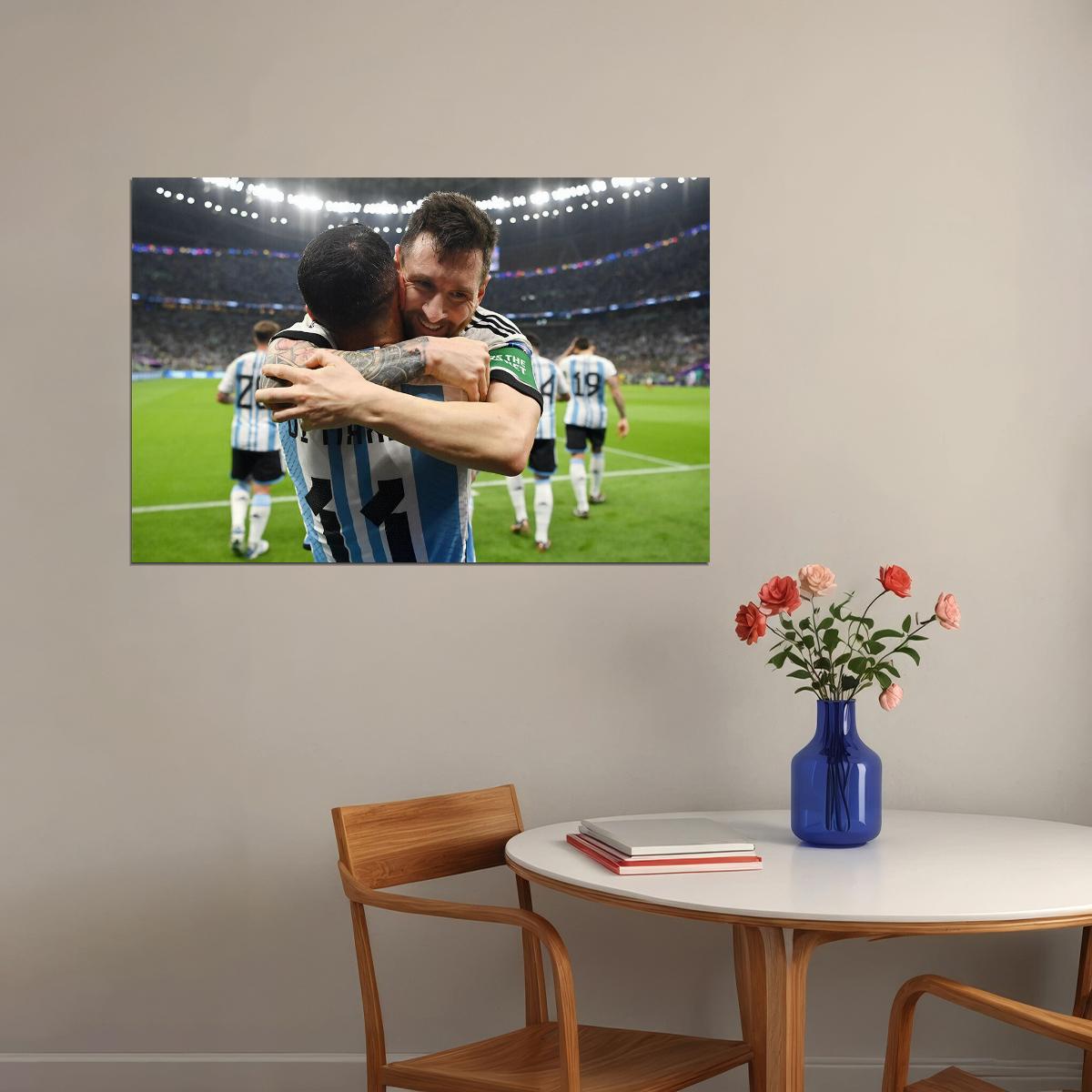 Lionel Messi Angel Di María Goal Celebration Argentina Poster Wall Art Print Home Wall Decor - xonomax